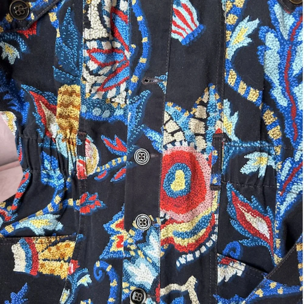 FARM Rio Sunset Tapestry Black Jumpsuit XS Cotton Denim Printed - Picture 4 of 7